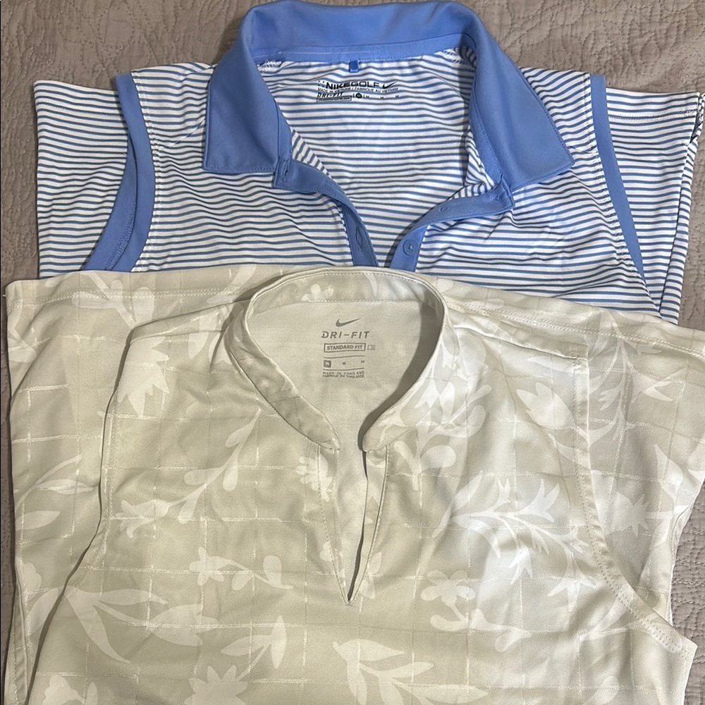 Golf Nike Blue  Striped and Cream Floral Tops